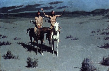 Frederic Remington Painting - Bonita Madre de la Noche Viejo indio vaquero del oeste americano Frederic Remington